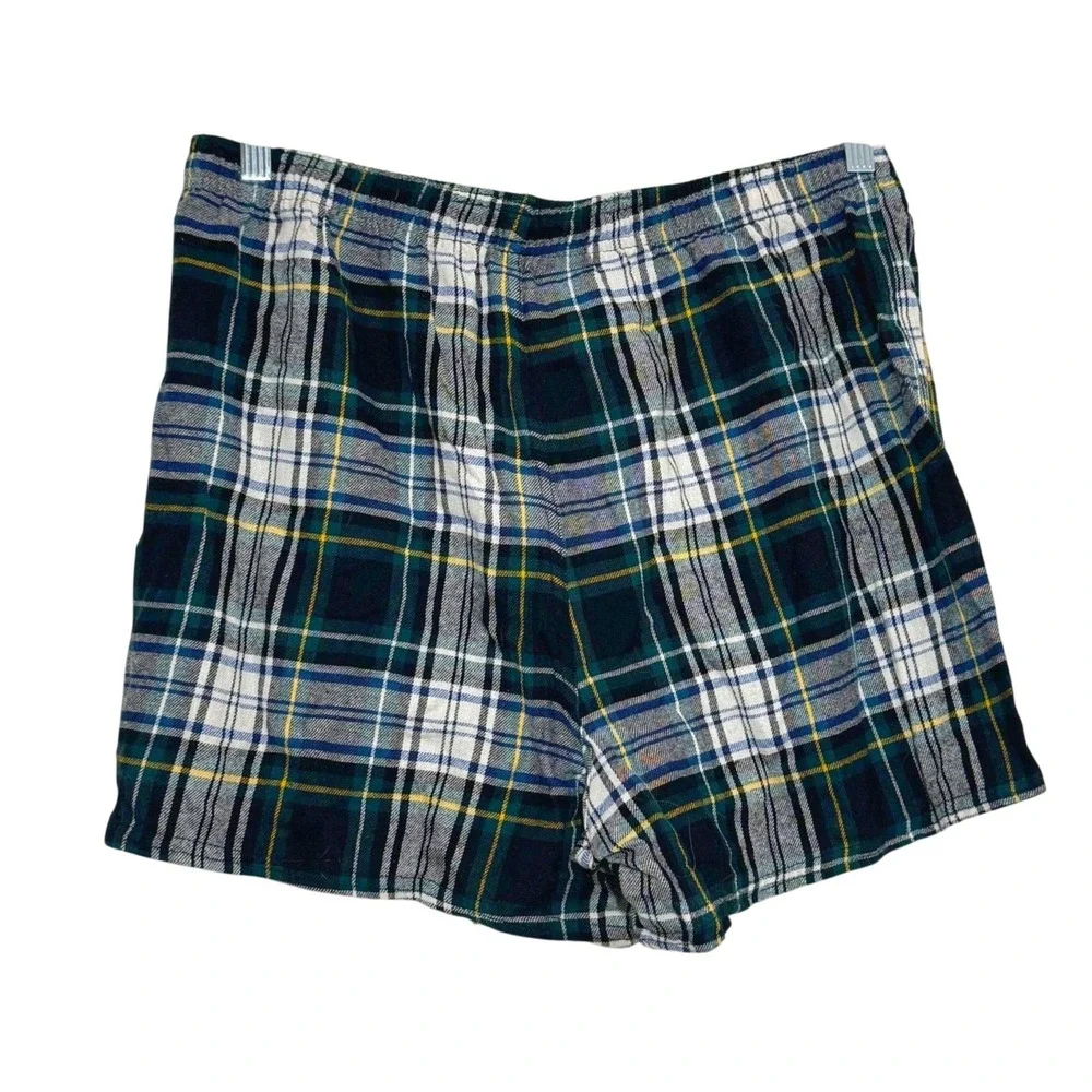 Old Navy Men's Plaid Flannel Boxer Shorts Green Black White Yellow L NWT Lounge